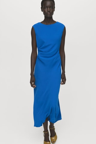Robe midi froncée - Bleu