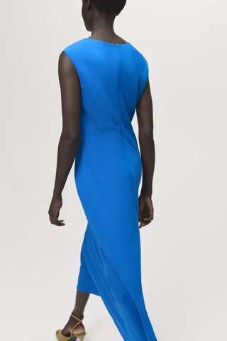 Robe midi froncée - Bleu