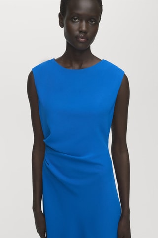 Robe midi froncée - Bleu