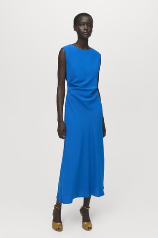 Robe midi froncée - Bleu