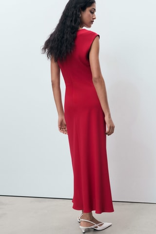 Robe midi froncée - Rouge