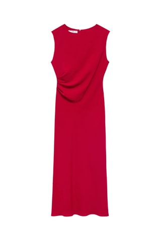 Robe midi froncée - Rouge