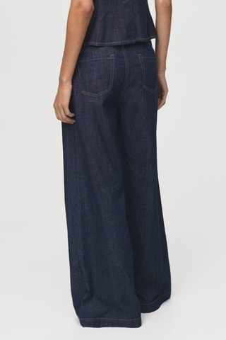 Jeans anchos tiro medio - Azul