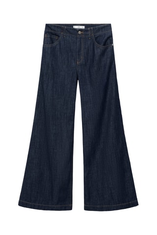 Jeans anchos tiro medio - Azul