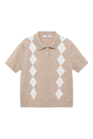 Pull-over losanges col polo - Marron