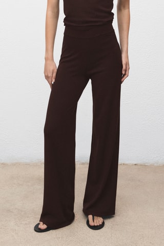 Pantalon large maille fine - Chocolat