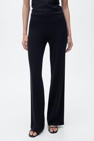 Pantalon large maille fine - Bleu marine