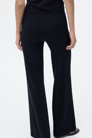 Pantalon large maille fine - Bleu marine