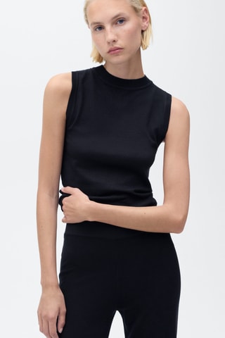 Pantalon large maille fine - Bleu marine