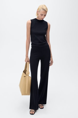 Pantalon large maille fine - Bleu marine