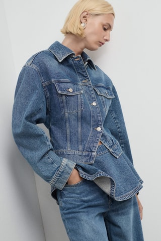 Veste jean cintrée à poches - Bleu