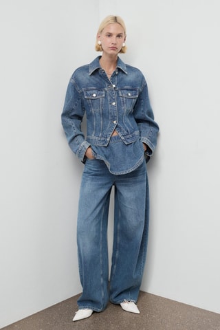 Veste jean cintrée à poches - Bleu