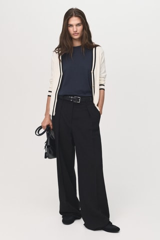 Cardigan rayures contrastantes - Ecru