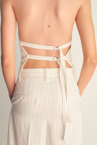 Top halter rayures - Blanc cassé