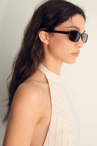 Top halter rayures - Blanc cassé