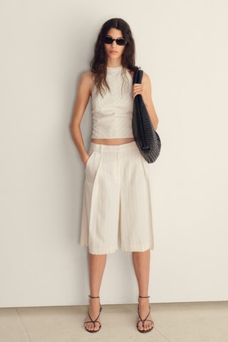 Top halter rayures - Blanc cassé