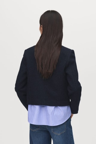 Stoffen Jasje met Sierknopen - Marineblauw