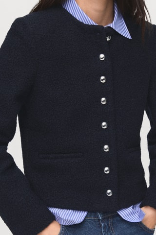 Stoffen Jasje met Sierknopen - Marineblauw