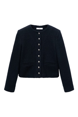 Stoffen Jasje met Sierknopen - Marineblauw