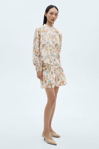 Short fleuri pinces - Ecru