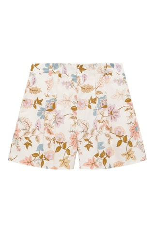 Short fleuri pinces - Ecru