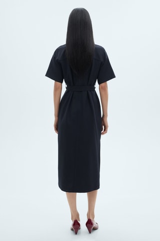 Robe manches courtes avec ceinture - Bleu