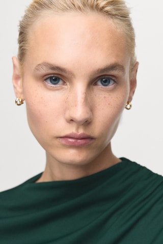 T-shirt col asymétrique froncé - Vert foncé