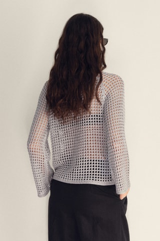 Pull crochet manches longues - Argenté