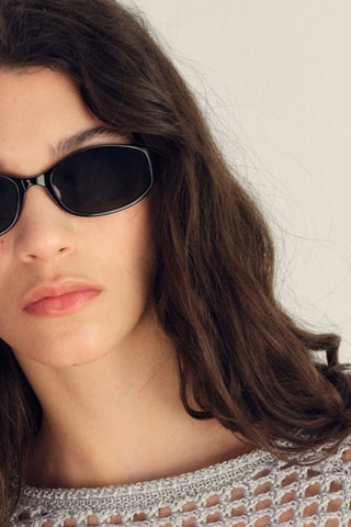 Pull crochet manches longues - Argenté