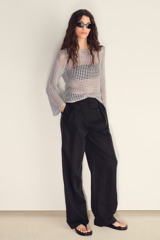 Pull crochet manches longues - Argenté