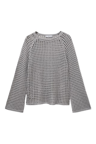 Pull crochet manches longues - Argenté