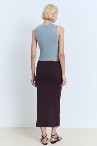 Haut décolleté court en maille - Bleu