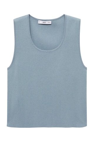 Haut décolleté court en maille - Bleu