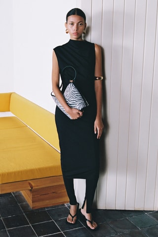 Grand sac seau à imprimé zèbre - Noir