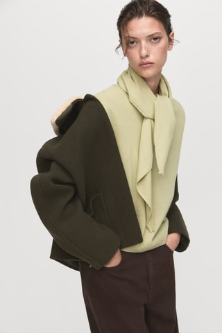 Pull manches courtes à foulard - Vert pastel