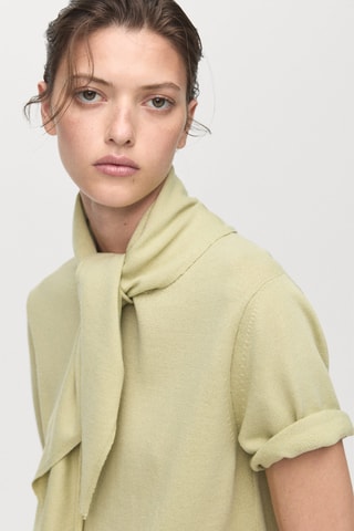 Pull manches courtes à foulard - Vert pastel