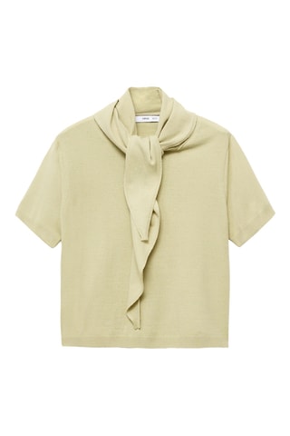 Pull manches courtes à foulard - Vert pastel