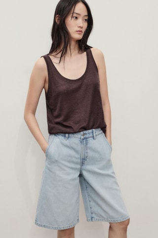 Short en jean droit taille normale - Bleu clair