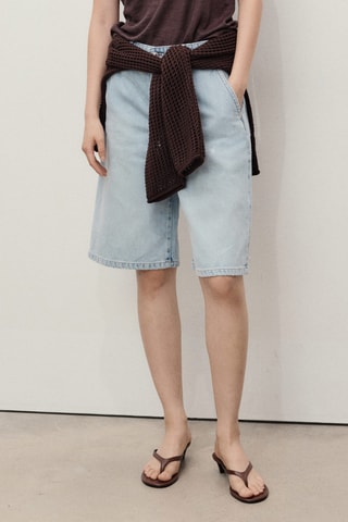 Short en jean droit taille normale - Bleu clair