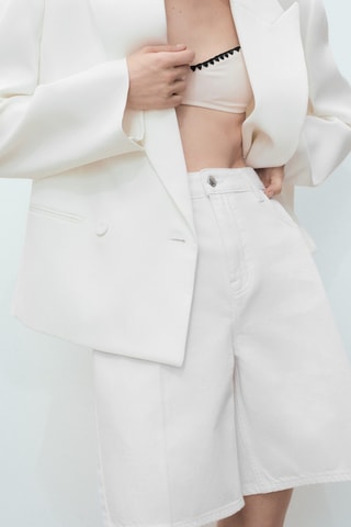 Bermuda en jean droit taille haute - Blanc