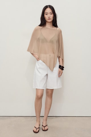 Bermuda en jean droit taille haute - Blanc