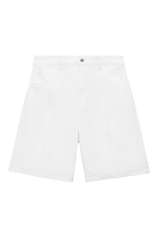 Bermuda en jean droit taille haute - Blanc