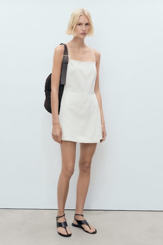 Robe chasuble denim - Blanc