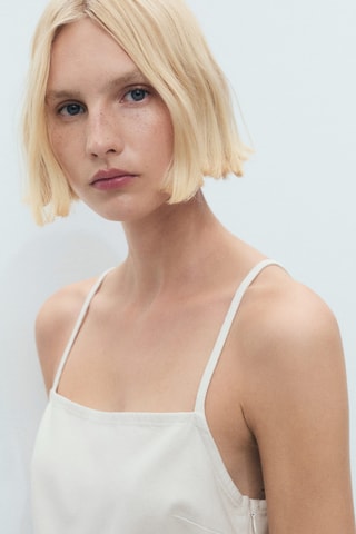 Robe chasuble denim - Blanc