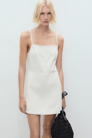 Robe chasuble denim - Blanc