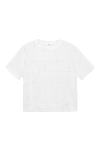 T-shirt met Geborduurde details - Gebroken Wit