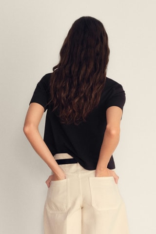 T-shirt détails brodés - Noir