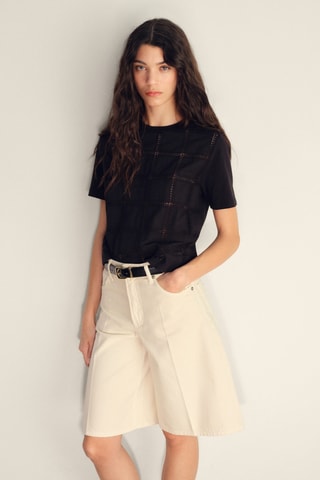 T-shirt détails brodés - Noir