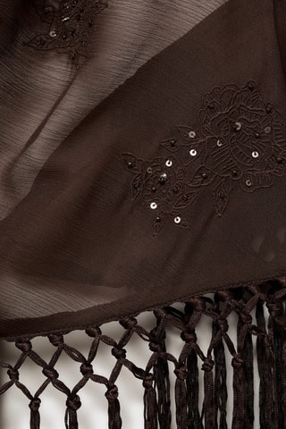 Top emmanchures américaines franges - Marron