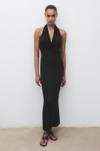 Robe drapée dos nu - Noir